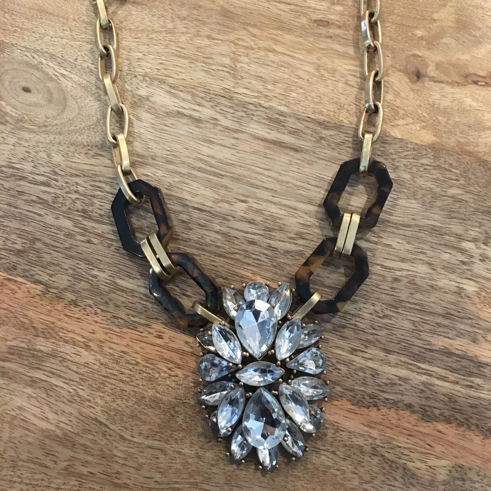 J. Crew Tortoise and Gold Statement Necklace